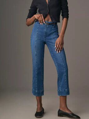 Pilcro Slim 70s Pintuck Crop Flare Jeans Anthropologie Size 28